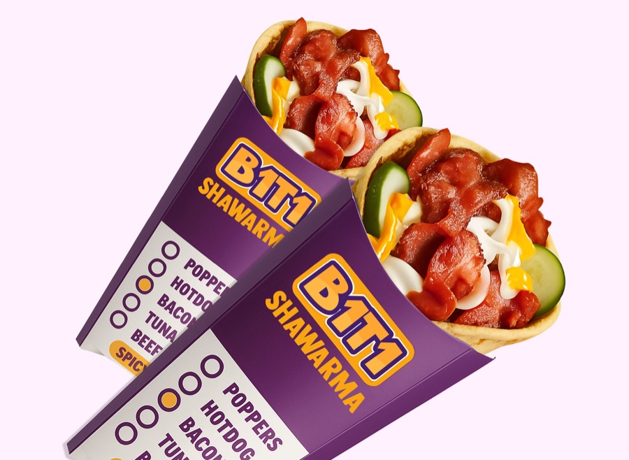 Two bacon shawarma wraps