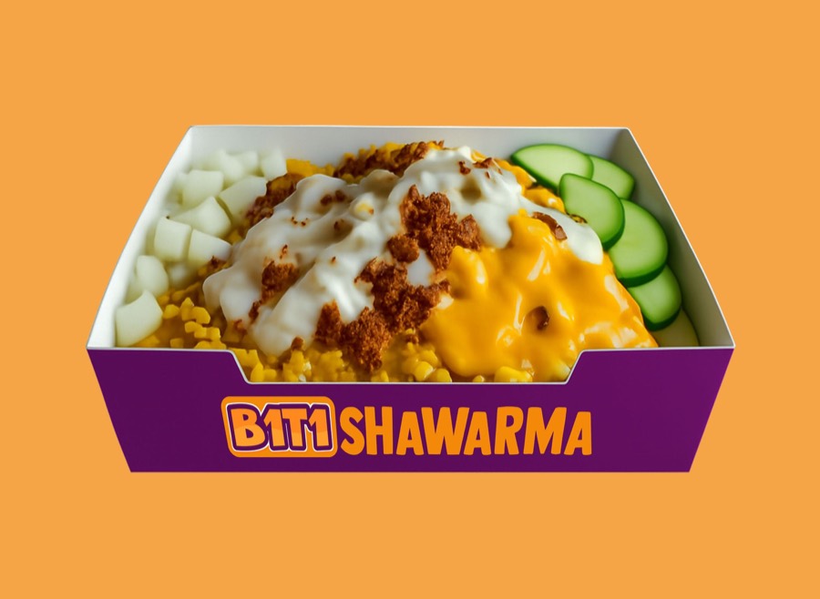 Beef shawarma rice in a B1T1 box